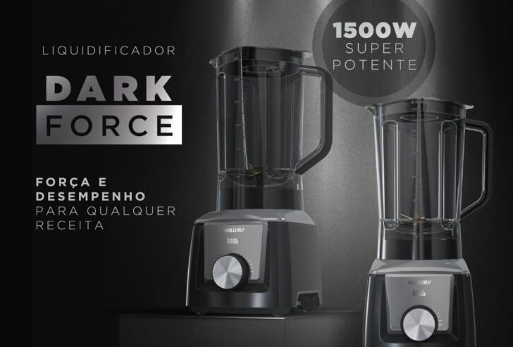 Mallory lança liquidificador Dark Force, com potência de 1500W e lâminas revestidas em titânio