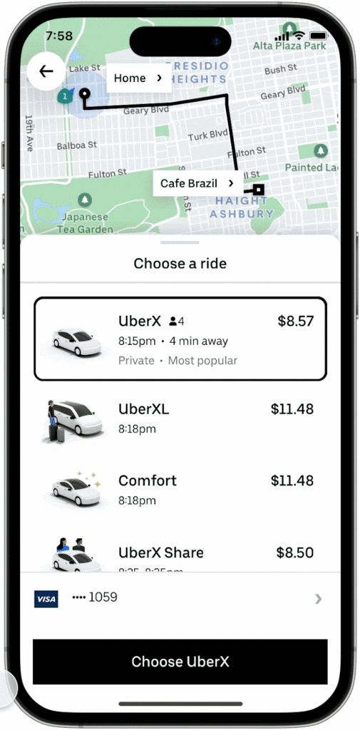 Uber app Live Activities no IPhone