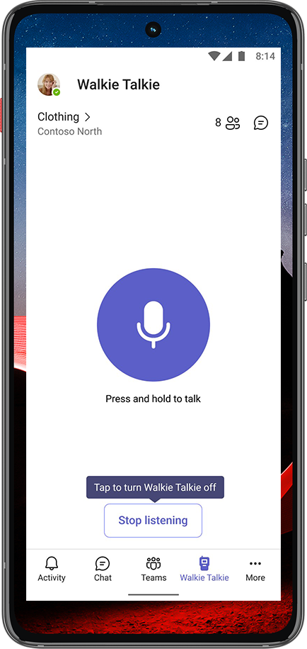 Walkie Talkie de Microsoft Teams