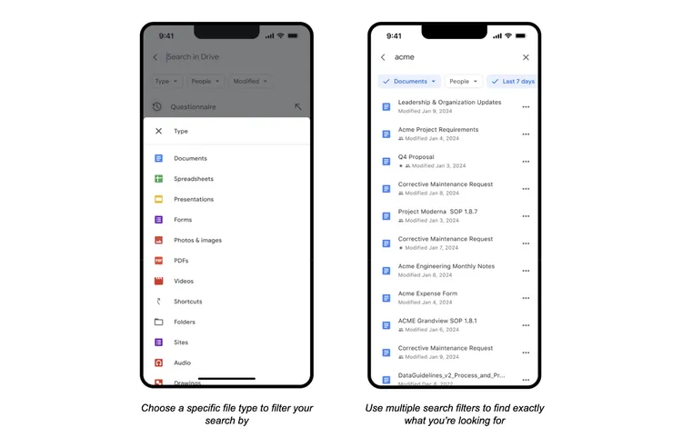 Google Drive aprimora opções de filtro na busca para usuários do iOS