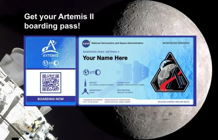 NASA abre inscrições para enviar seu nome na missão Artemis II à Lua em 2026